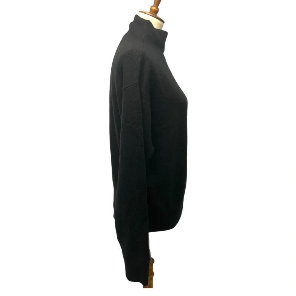 Nordstrom Black Wool Blend Mock Neck Pullover Basic Capsule Sweater Womens Small - Picture 5 of 9